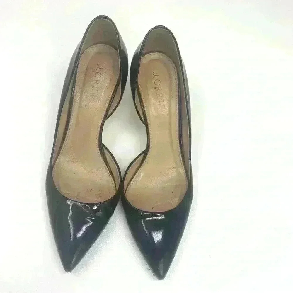 J. CREW  Valentina Patent Leather Black Heels Sz 6 EUC Italy - Picture 3 of 9